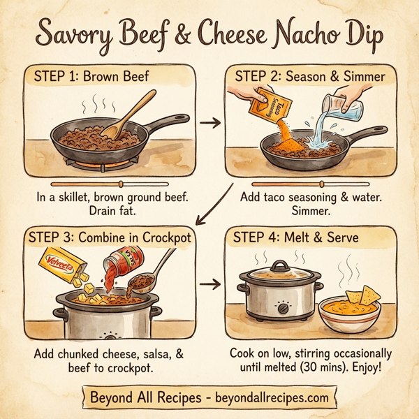 Savory Beef & Cheese Nacho Dip instructions