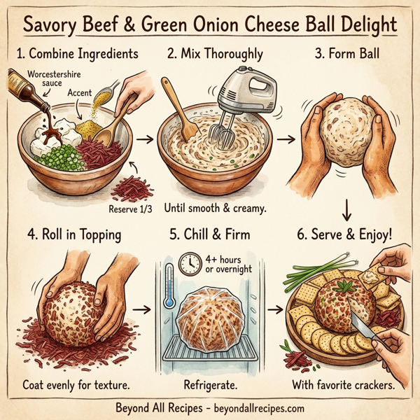 Savory Beef & Green Onion Cheese Ball Delight instructions