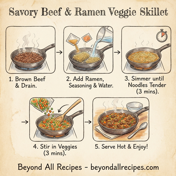 Savory Beef & Ramen Veggie Skillet instructions