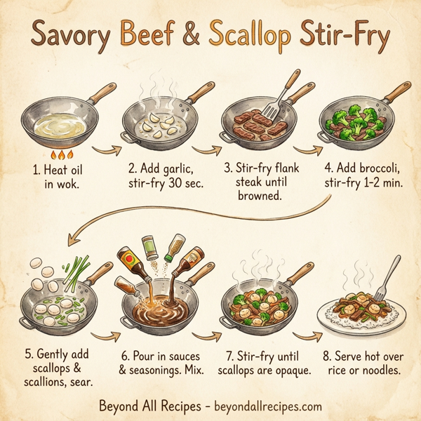 Savory Beef & Scallop Stir-Fry instructions