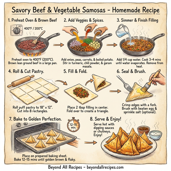 Savory Beef & Vegetable Samosas instructions