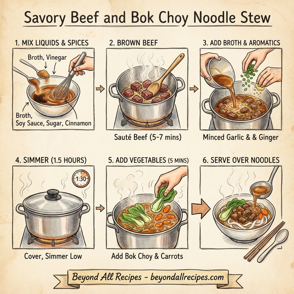 Savory Beef and Bok Choy Noodle Stew instructions