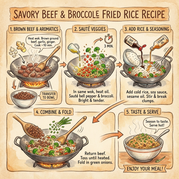 Savory Beef and Broccoli Fried Rice instructions