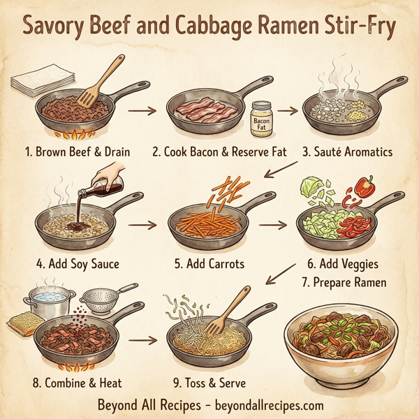 Savory Beef and Cabbage Ramen Stir-Fry instructions