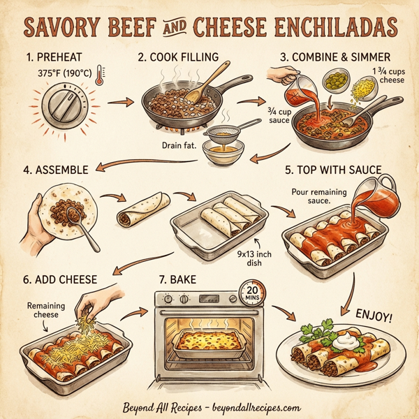 Savory Beef and Cheese Enchiladas instructions