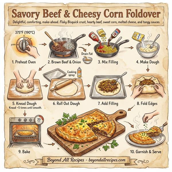 Savory Beef and Cheesy Corn Foldover instructions