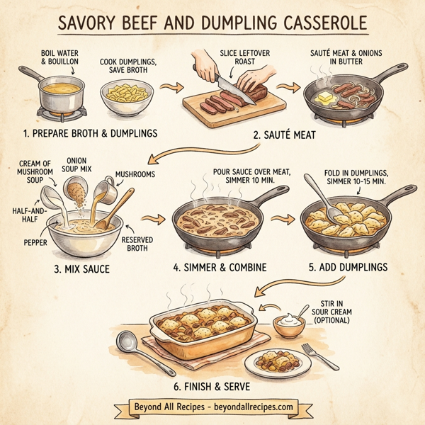 Savory Beef and Dumpling Casserole instructions