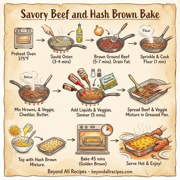 Savory Beef and Hash Brown Bake instructions
