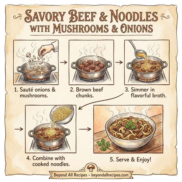 Savory Beef and Noodles with Mushrooms and Onions instructions