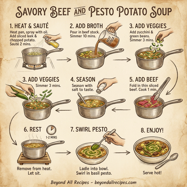 Savory Beef and Pesto Potato Soup instructions