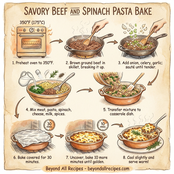 Savory Beef and Spinach Pasta Bake instructions