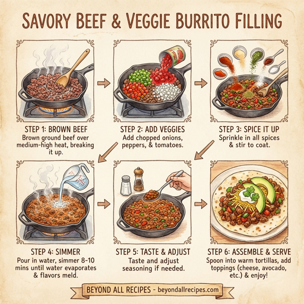 Savory Beef and Veggie Burrito Filling instructions