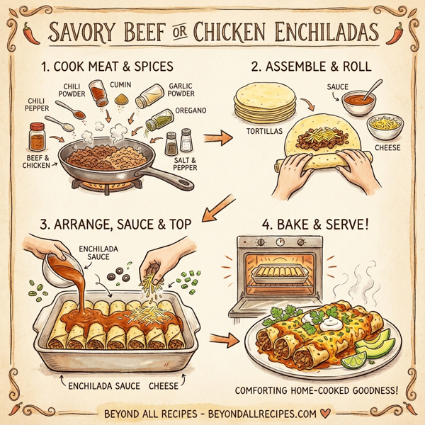 Savory Beef or Chicken Enchiladas instructions