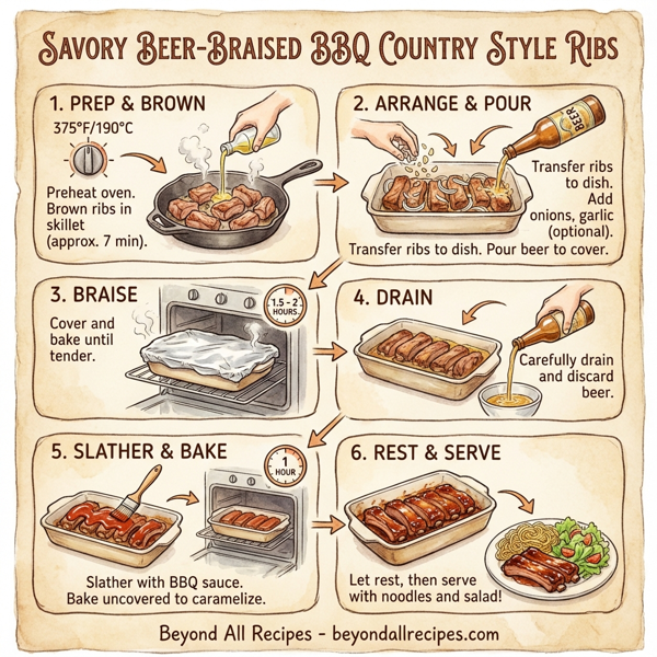 Savory Beer-Braised BBQ Country Style Ribs instructions