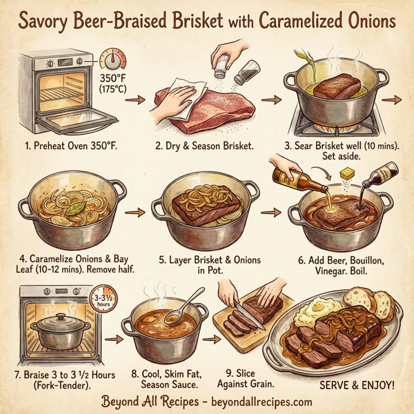 Savory Beer-Braised Brisket with Caramelized Onions instructions