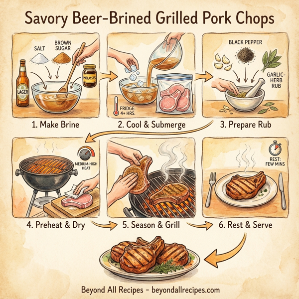 Savory Beer-Brined Grilled Pork Chops instructions