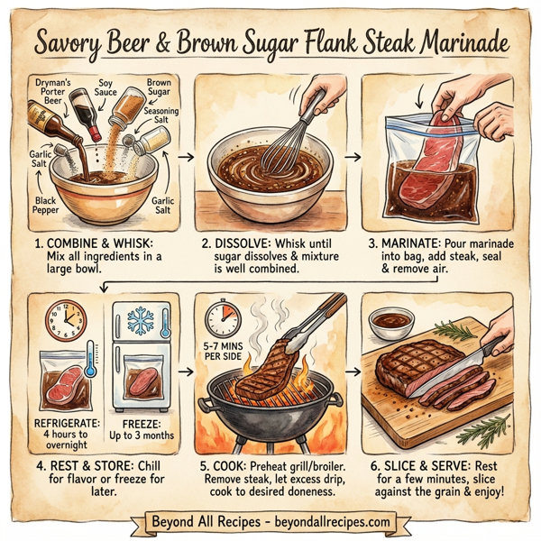 Savory Beer and Brown Sugar Flank Steak Marinade instructions