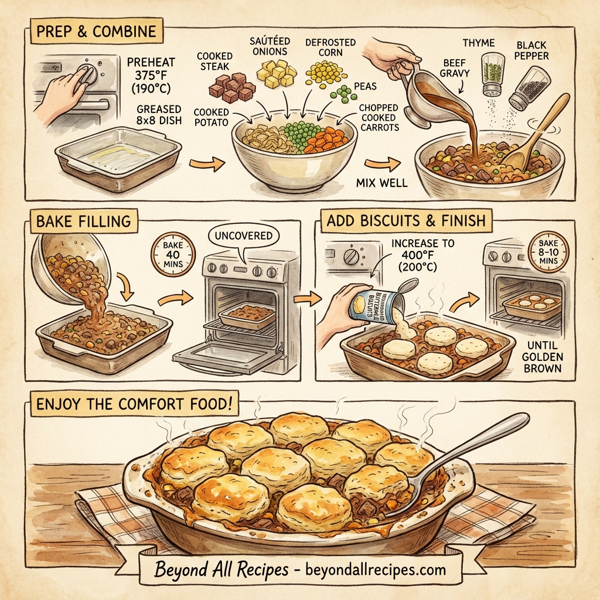 Savory Biscuit-Topped Steak Pie instructions