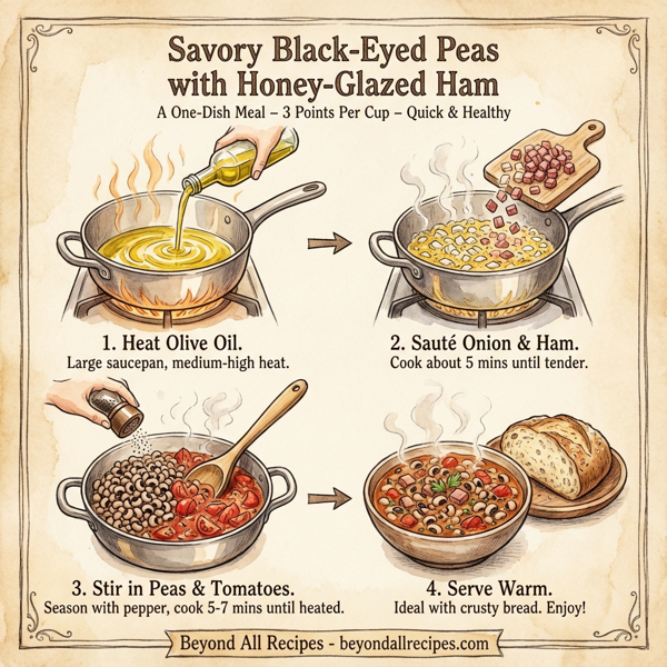 Savory Black-Eyed Peas with Honey-Glazed Ham instructions
