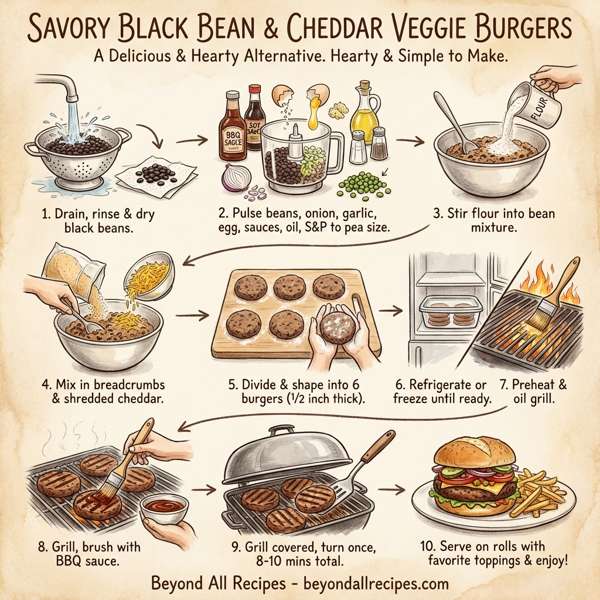 Savory Black Bean & Cheddar Veggie Burgers instructions