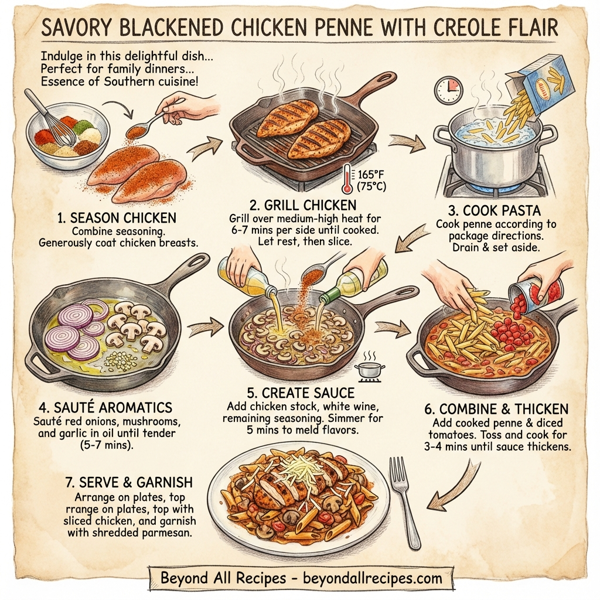 Savory Blackened Chicken Penne with Creole Flair instructions