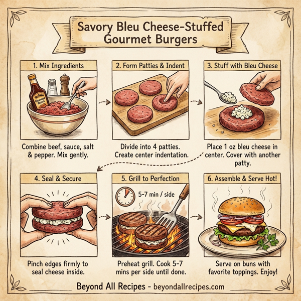 Savory Bleu Cheese-Stuffed Gourmet Burgers instructions