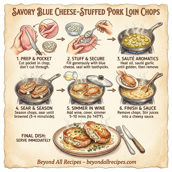 Savory Blue Cheese-Stuffed Pork Loin Chops instructions