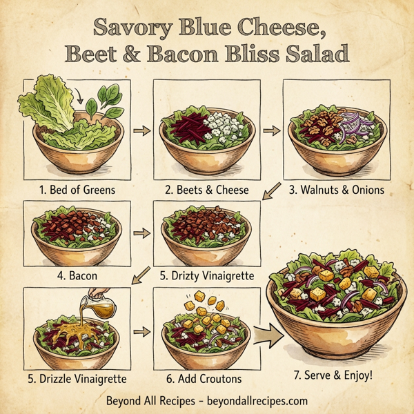 Savory Blue Cheese, Beet & Bacon Bliss Salad instructions
