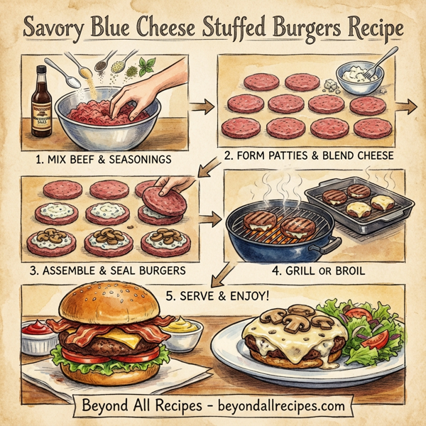 Savory Blue Cheese Stuffed Burgers instructions