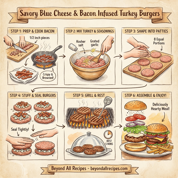 Savory Blue Cheese & Bacon Infused Turkey Burgers instructions