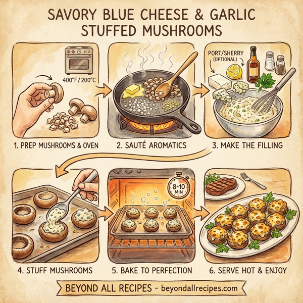 Savory Blue Cheese & Garlic Stuffed Mushrooms instructions