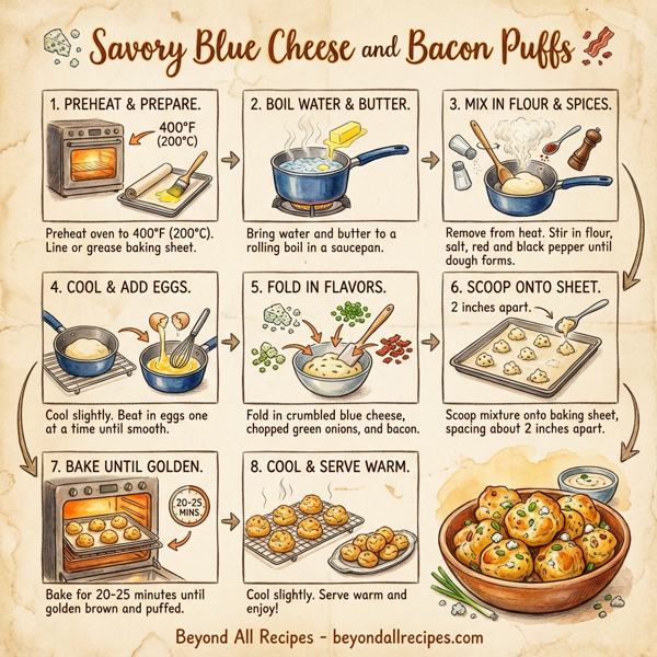 Savory Blue Cheese and Bacon Puffs instructions