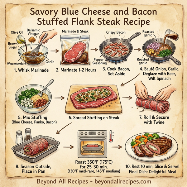 Savory Blue Cheese and Bacon Stuffed Flank Steak instructions