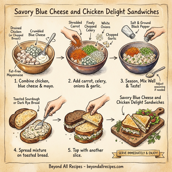 Savory Blue Cheese and Chicken Delight Sandwiches instructions