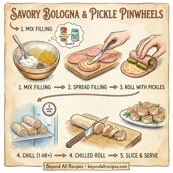 Savory Bologna & Pickle Pinwheels instructions