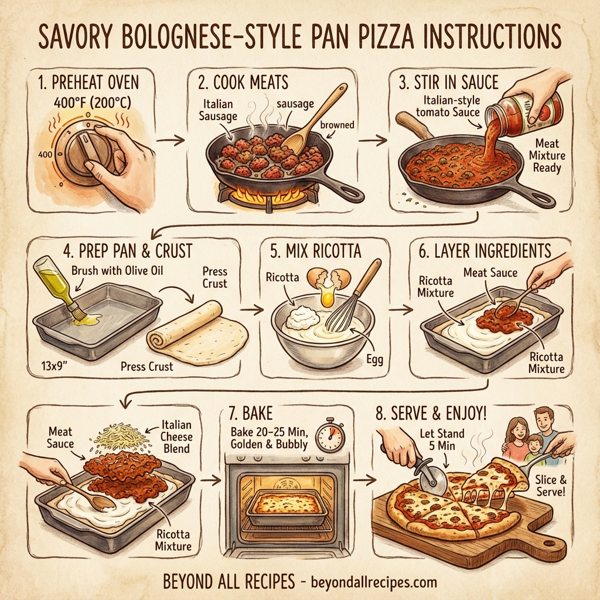 Savory Bolognese-Style Pan Pizza instructions