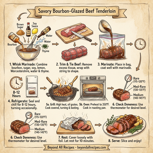 Savory Bourbon-Glazed Beef Tenderloin instructions