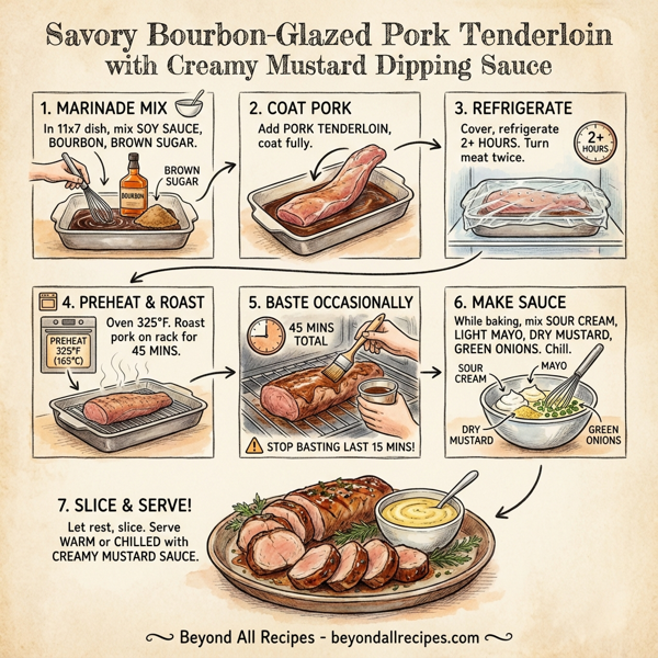 Savory Bourbon-Glazed Pork Tenderloin with Creamy Mustard Dipping Sauce instructions