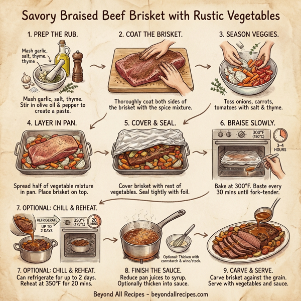 Savory Braised Beef Brisket with Rustic Vegetables instructions