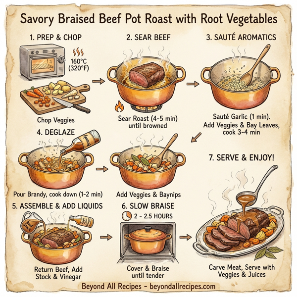 Savory Braised Beef Pot Roast with Root Vegetables instructions