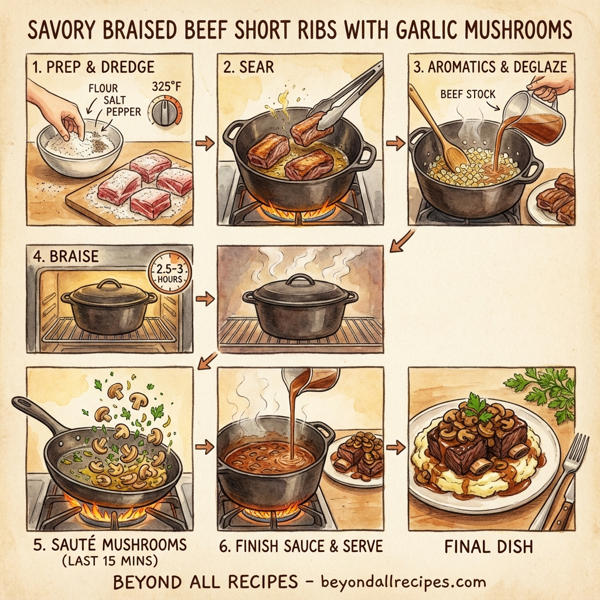 Savory Braised Beef Short Ribs with Garlic Mushrooms instructions