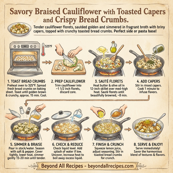 Savory Braised Cauliflower with Toasted Capers and Crispy Bread Crumbs instructions