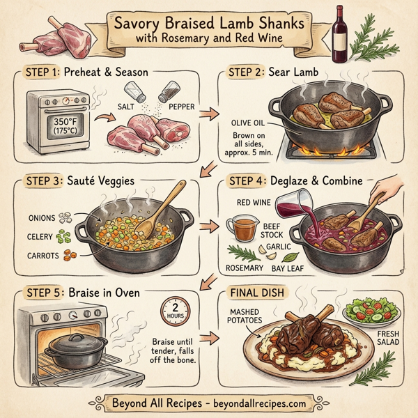 Savory Braised Lamb Shanks with Rosemary and Red Wine instructions
