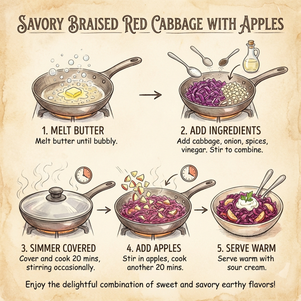 Savory Braised Red Cabbage with Apples instructions
