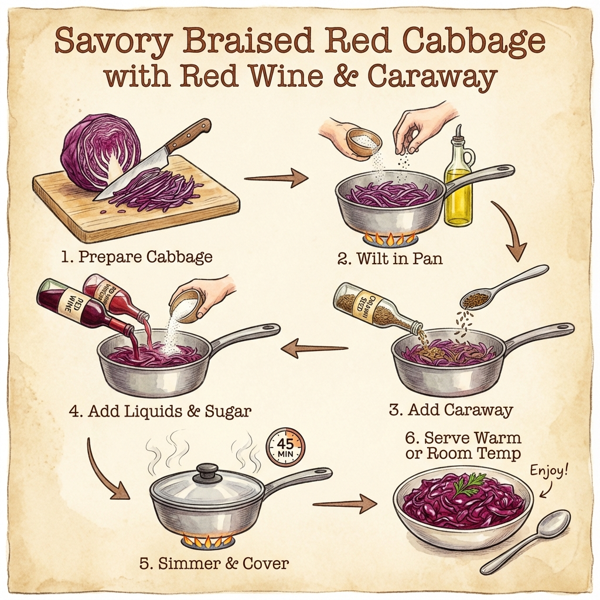 Savory Braised Red Cabbage with Red Wine and Caraway instructions