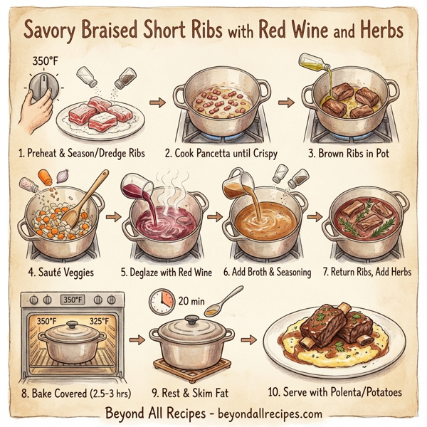 Savory Braised Short Ribs with Red Wine and Herbs instructions