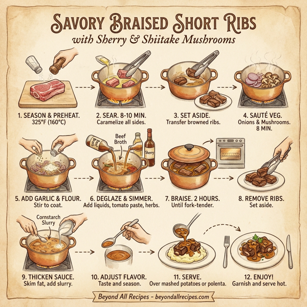 Savory Braised Short Ribs with Sherry and Shiitake Mushrooms instructions