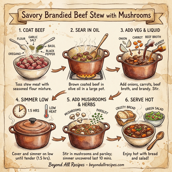 Savory Brandied Beef Stew with Mushrooms instructions