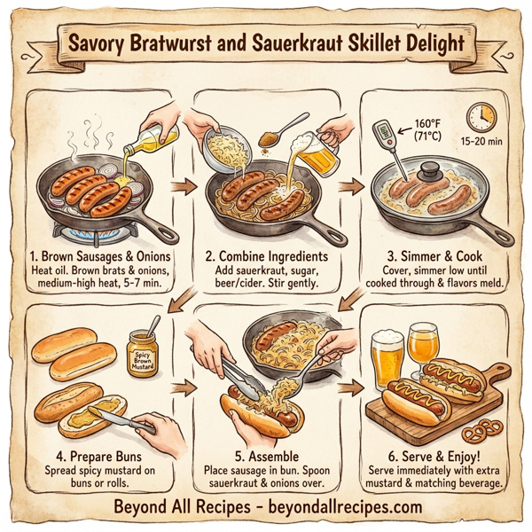 Savory Bratwurst and Sauerkraut Skillet Delight instructions