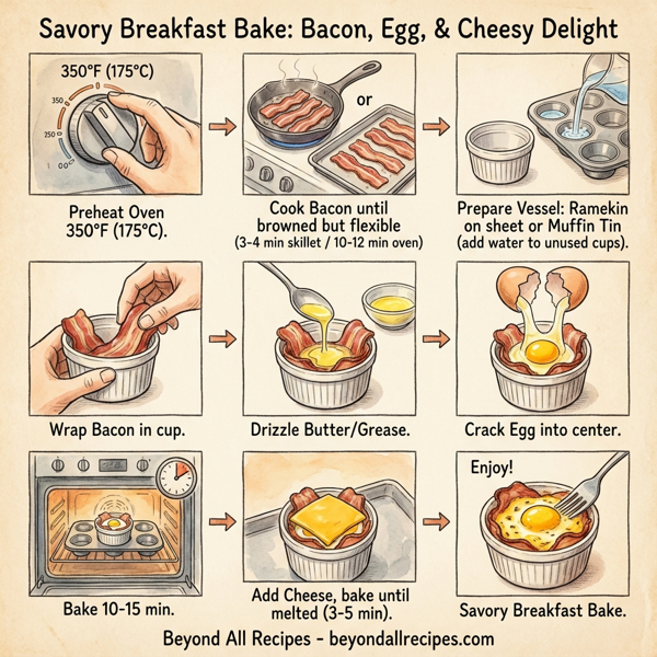 Savory Breakfast Bake: Bacon, Egg, & Cheesy Delight instructions